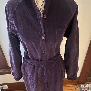Purple corduroy Button-Up Dress
